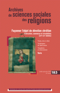 Couverture de la revue Archives de sciences sociales des religions numéro 183